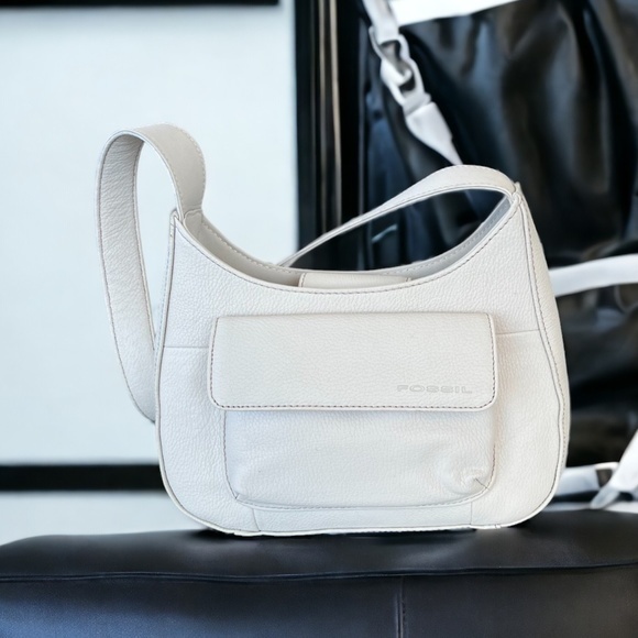 Fossil Handbags - Fossil NWOT Pebbled Leather Shoulder Bag Satchel Bone Color Off White
